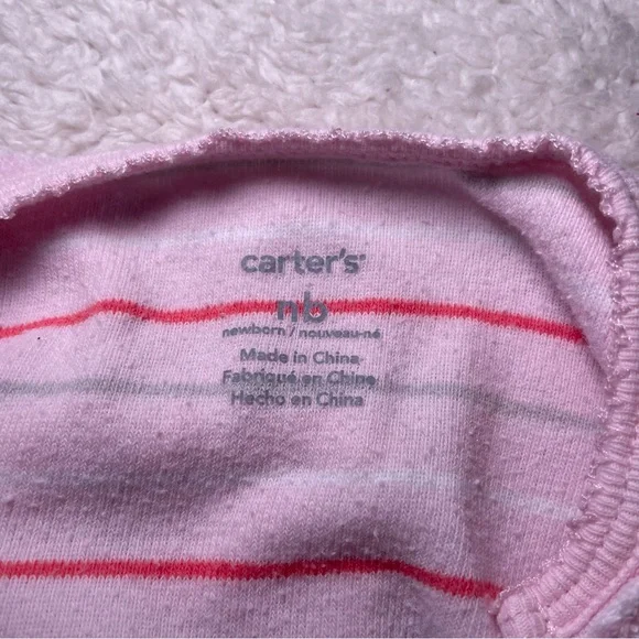 Carter's Pink and Coral Striped Footed One-Piece - Picture 6 of 7